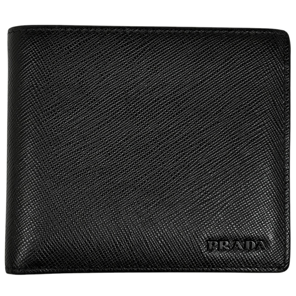 Prada bi fold wallet billfold Wallet leather black nero